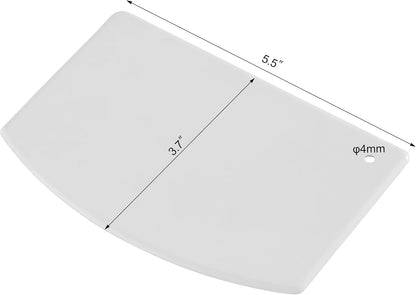 Plastic Bowl and Dough Scraper, 3.75 x 5.75 Inch White Polyethylene Bench Scraper, Bakery Grade Dough Cutter, Bowl Scraper, Pastry Prep Tool