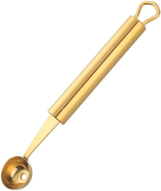 Stainless Steel Melon Ball Scoop Set,Stainless Steel Fruit Salad Scoop Spoon, for DIY Watermelon, Fruit Ice Cream -Gold