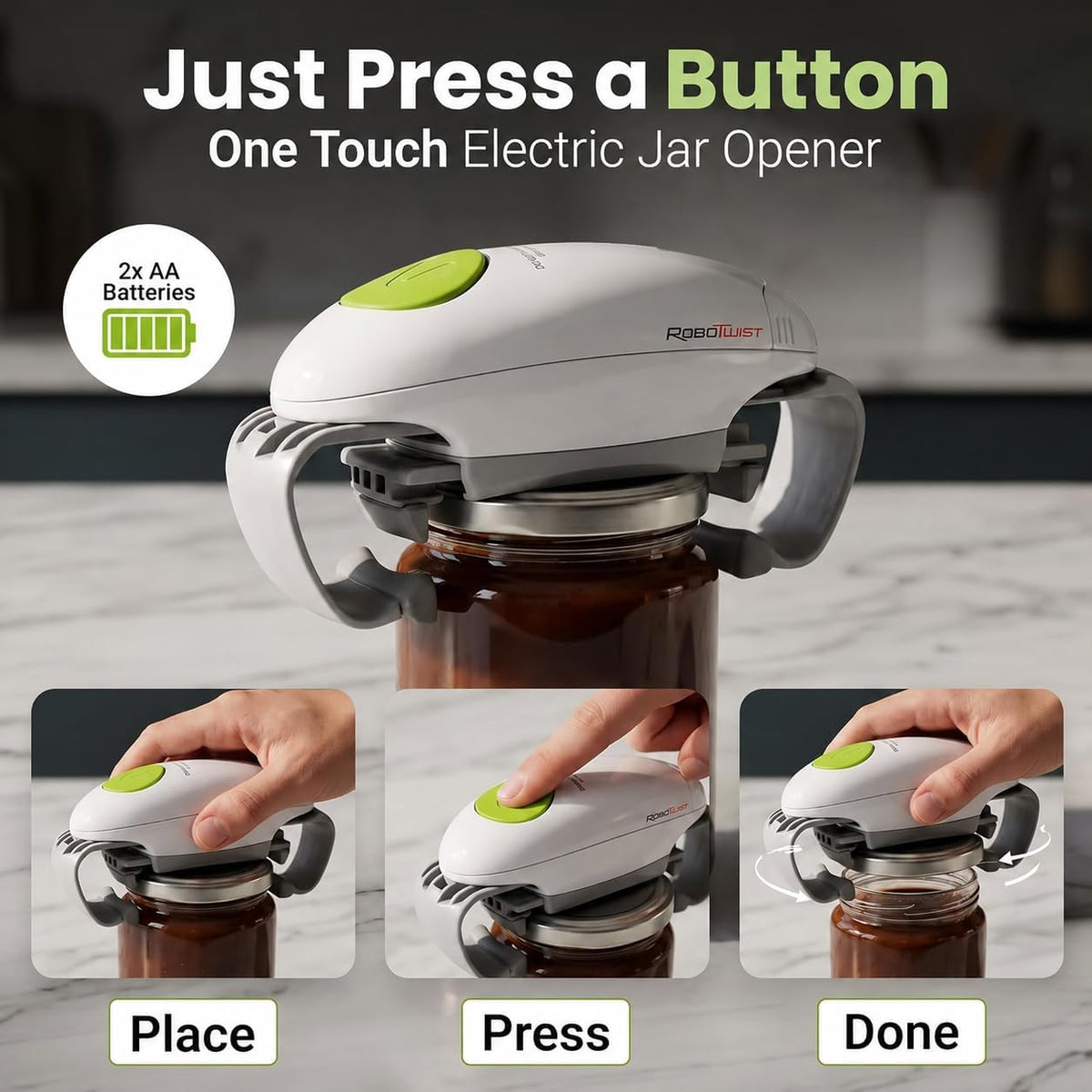 Robotwist Automatic Jar Opener Deluxe Model with Improved Torque
