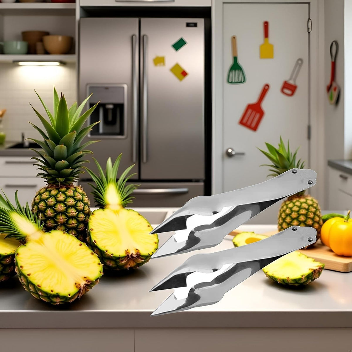 2Pcs Pineapple Tweezers Sturdy Multipurpose Dishwasher Safe Pineapple Eye Clip Stainless Steel Pineapple V Shape Pineapple Eye Cutter for Home Kitchen Fruit Store Supermarket