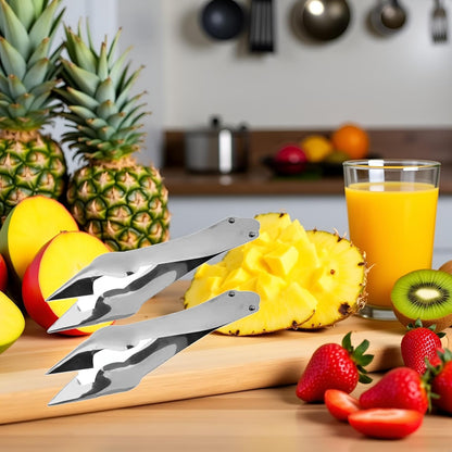 2Pcs Pineapple Tweezers Sturdy Multipurpose Dishwasher Safe Pineapple Eye Clip Stainless Steel Pineapple V Shape Pineapple Eye Cutter for Home Kitchen Fruit Store Supermarket