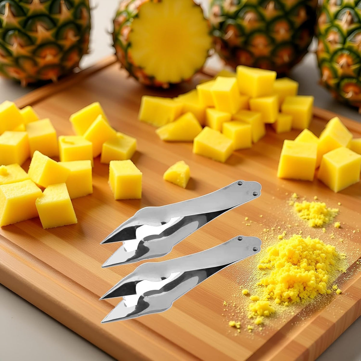 2Pcs Pineapple Tweezers Sturdy Multipurpose Dishwasher Safe Pineapple Eye Clip Stainless Steel Pineapple V Shape Pineapple Eye Cutter for Home Kitchen Fruit Store Supermarket