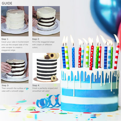 Acrylic Cake Scrapers, 4Pcs | Clear Combs Icing Frosting Buttercream Edge Smoother, For Mousse Butter Cream Decoration