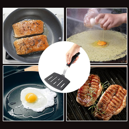Silicone Wide Spatula, Slotted Turner for Cooking or Baking, Large Pancake Spatula for Egg, Fish, Steak, Flipping and Wok Use, Dishwasher Safe