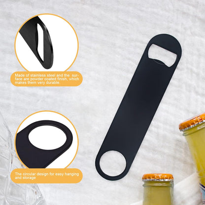 4 PACK Stainless Steel Flat Bottle Opener, Beer Bottle Opener, 7inch, with Exquisite Packaging, for Kitchen, Bar or Restaurant, Black