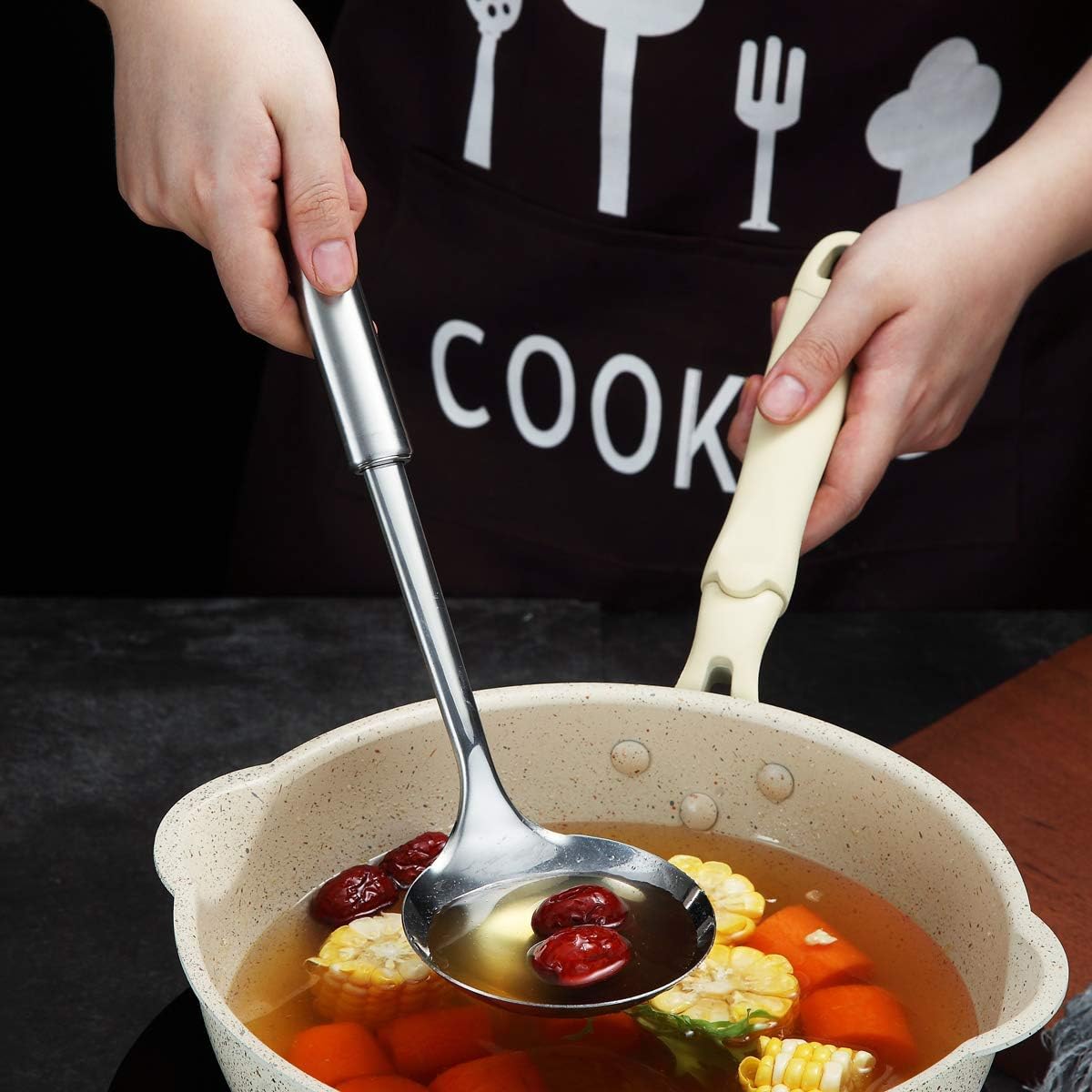 Stainless Steel Ladle, Soup Ladle, Cooking Ladle, Kitchen Ladle, Metal Soup Spoon For Cooking Non-Stick And Heat Resistant, Dishwasher Safe, Easy to Clean