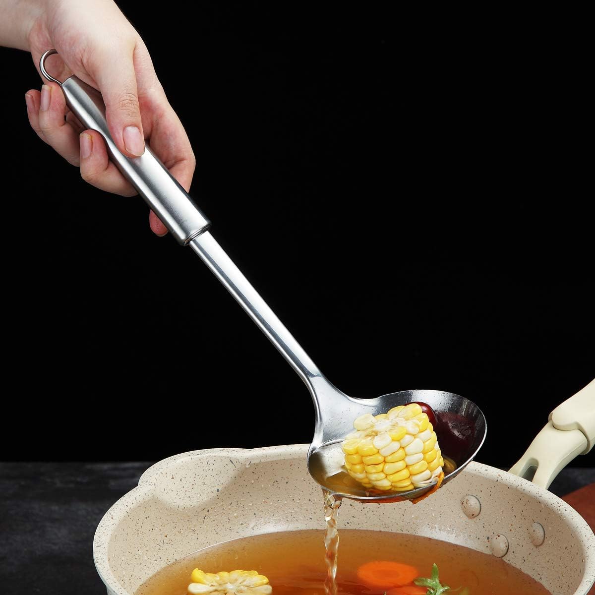 Stainless Steel Ladle, Soup Ladle, Cooking Ladle, Kitchen Ladle, Metal Soup Spoon For Cooking Non-Stick And Heat Resistant, Dishwasher Safe, Easy to Clean