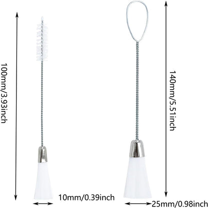 4PCS Pastry Tip Cleaner Brushes Double Ended Nylon Bristle Brushes Cake Decorating Nozzle Cleaners For Piping Bags Frosting Dispensers 100mm 140mm White