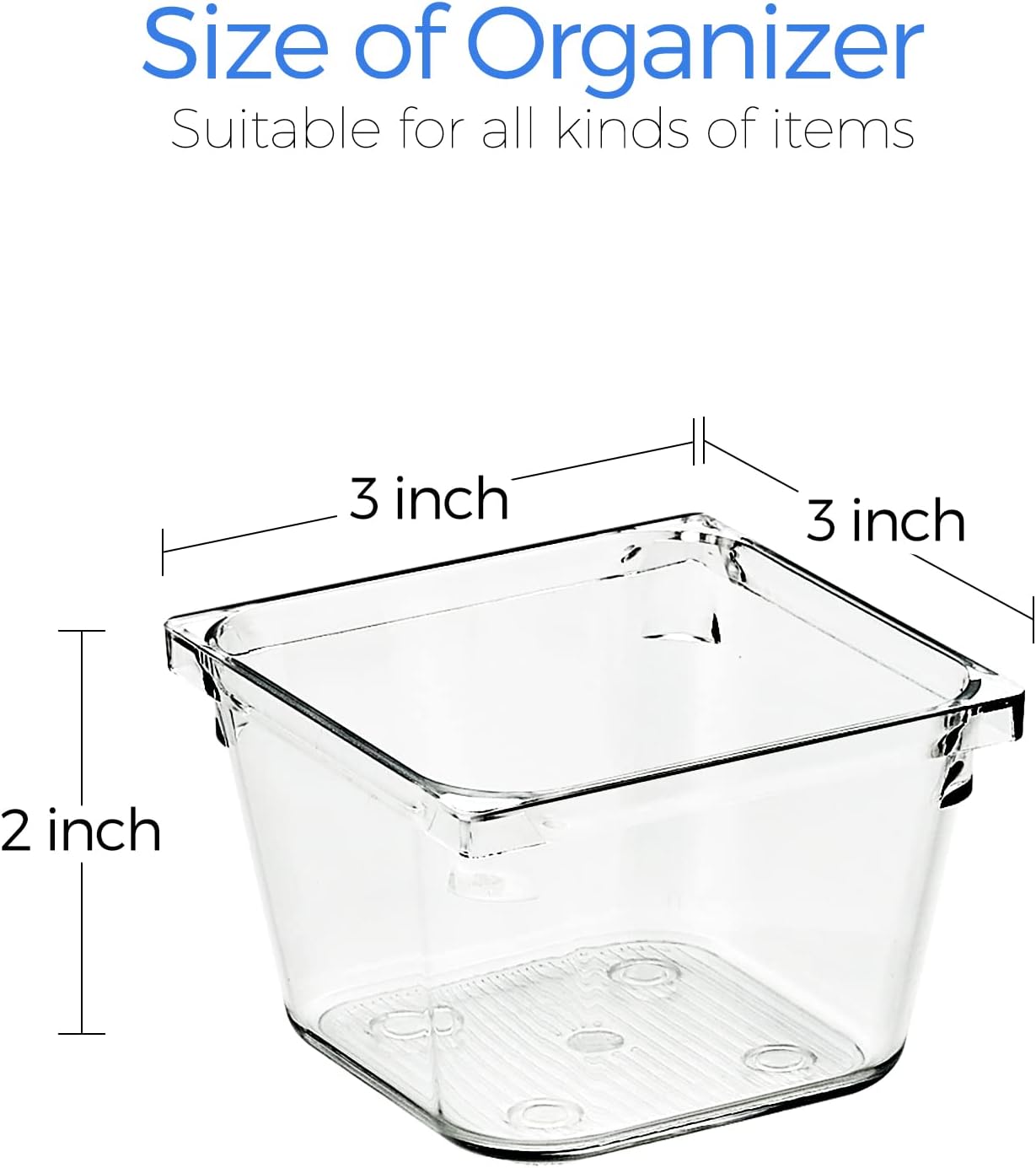 6 Pack Drawer Organizer - 6" X 9" Plastic Storage Bins, Acrylic Organizers with Non-Slip Pads Clear Desk Storage Tray for Makeup, Jewelries, Kitchen Utensils, Bathroom and Office