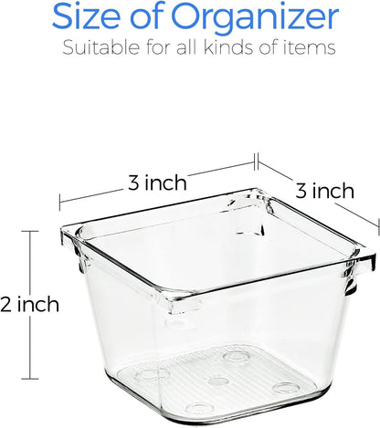6 Pack Drawer Organizer - 6" X 9" Plastic Storage Bins, Acrylic Organizers with Non-Slip Pads Clear Desk Storage Tray for Makeup, Jewelries, Kitchen Utensils, Bathroom and Office