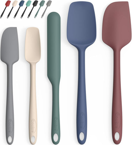 Silicone Spatula Set of 5,High Temperature Resistant, Food Grade Silicone, Dishwasher Safe, for Baking, Cooking (Pure Colorful A)