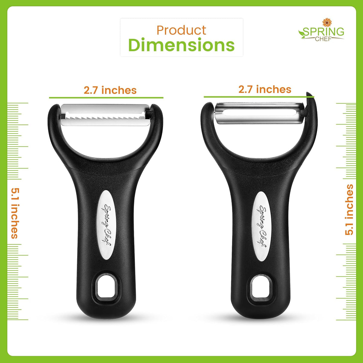 Premium Y & Vegetable Julienne Peeler Set for Kitchen with Stainless Steel Sharp Blades - Carrot Peelers with Comfortable Handles - Perfect for Zucchini, Cucumber, Papaya, Potato - Black