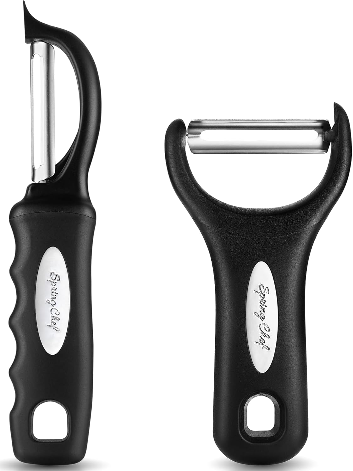 Premium Y & Vegetable Julienne Peeler Set for Kitchen with Stainless Steel Sharp Blades - Carrot Peelers with Comfortable Handles - Perfect for Zucchini, Cucumber, Papaya, Potato - Black