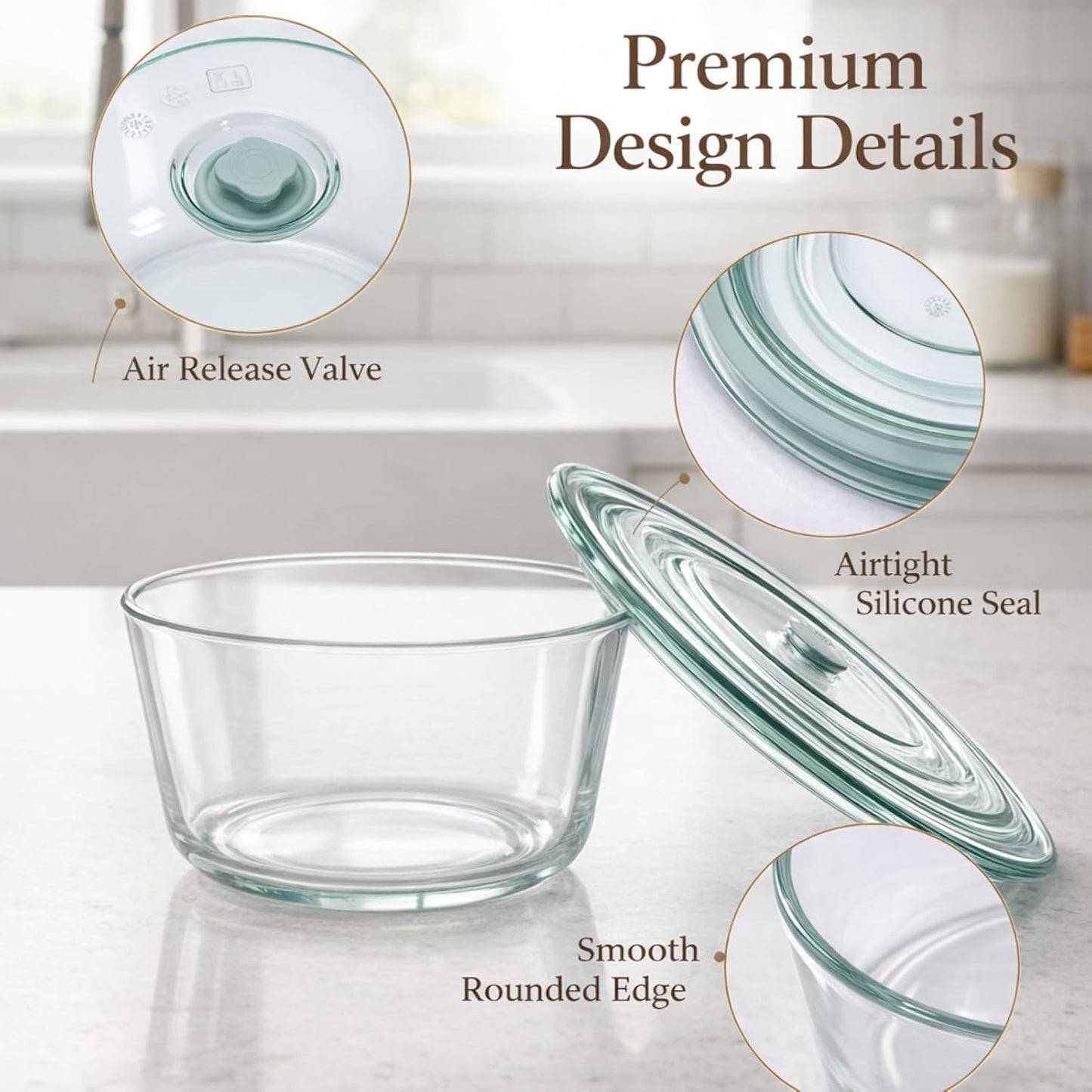 101 oz Large Trifle Bowl with Plastic Lid, Airtight Clear Thickened Glass Salad Bowl, Trifle Dish for Cakes Popcorn Fruit Dessert Baking, Food Storage Container for Parties Weddings Holiday, Round