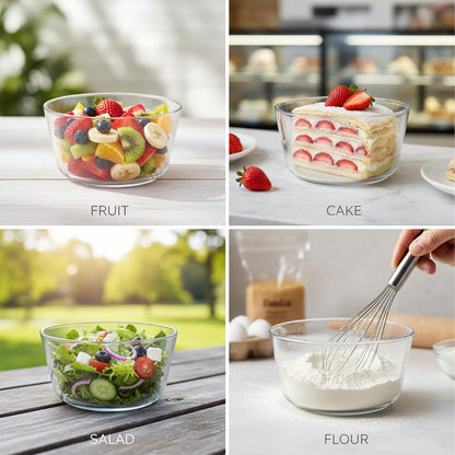 101 oz Large Trifle Bowl with Plastic Lid, Airtight Clear Thickened Glass Salad Bowl, Trifle Dish for Cakes Popcorn Fruit Dessert Baking, Food Storage Container for Parties Weddings Holiday, Round
