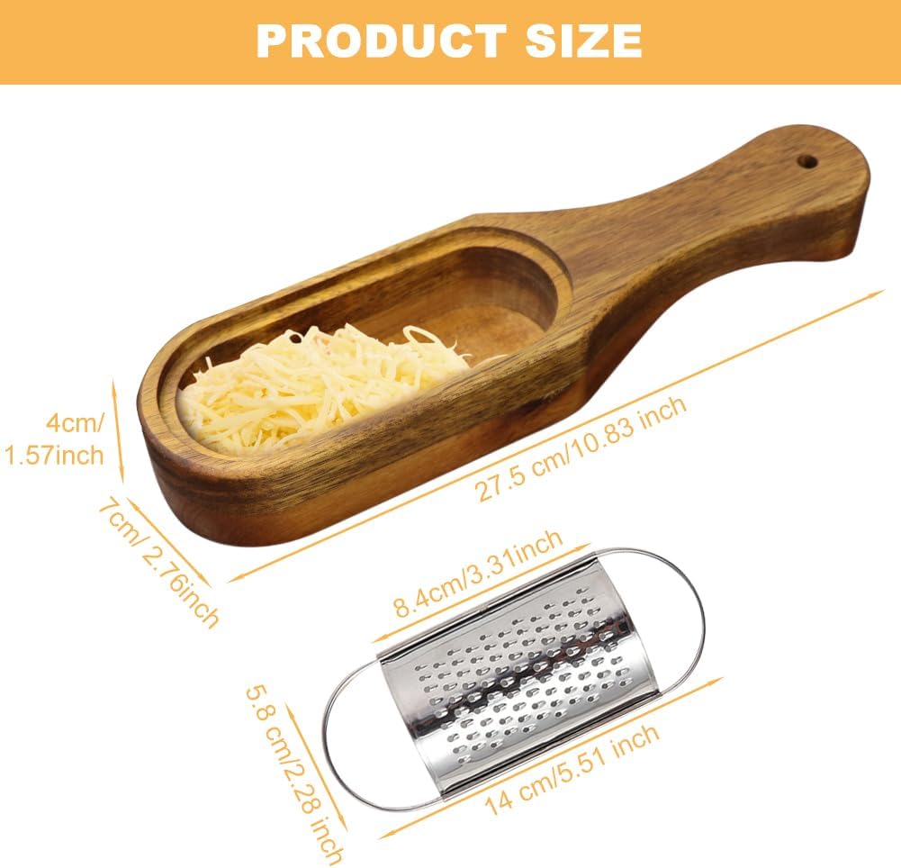 Wooden Cheese Grater With Container,Stainless Steel Cheese Shredder