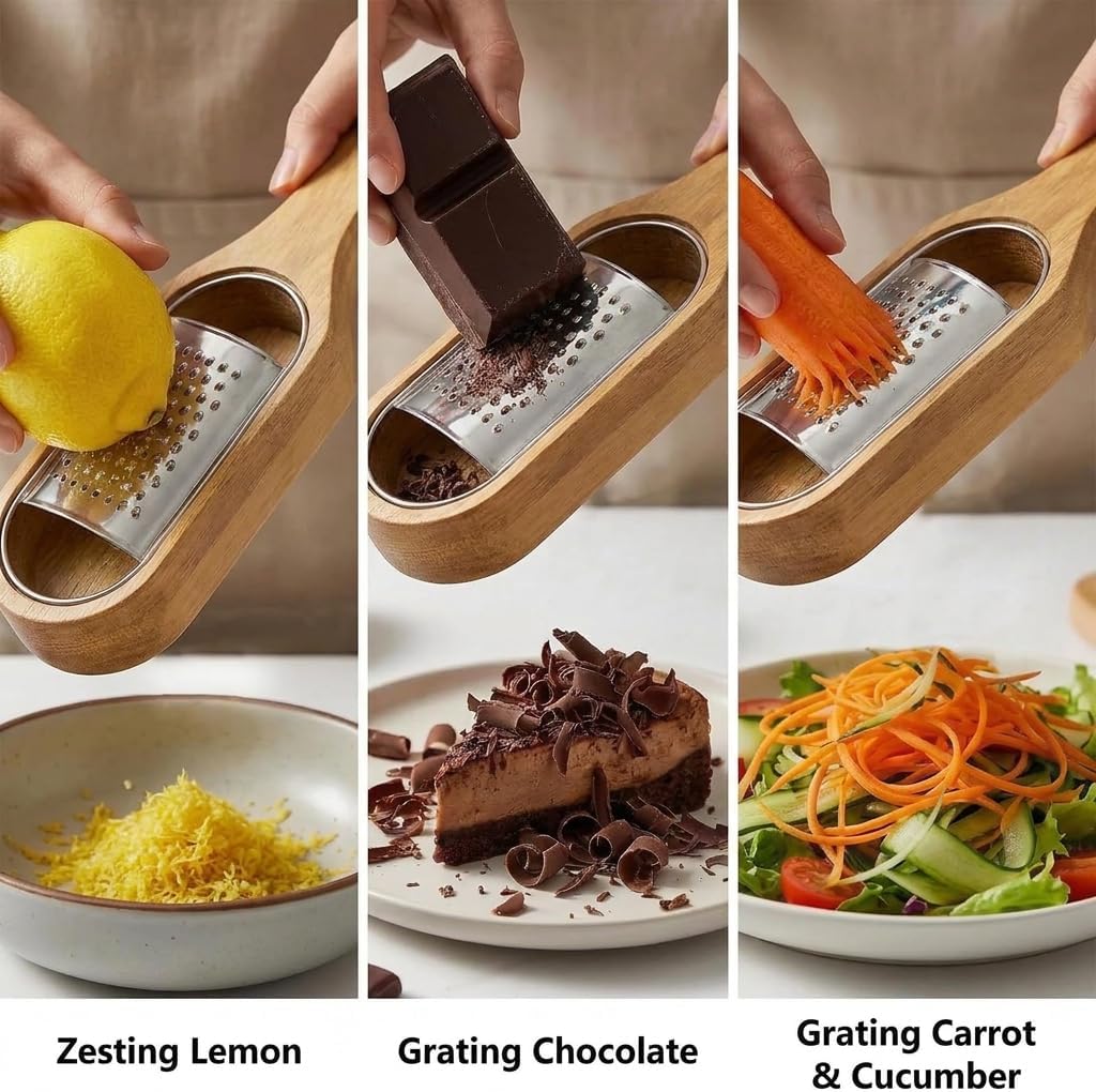 Wooden Cheese Grater With Container,Stainless Steel Cheese Shredder