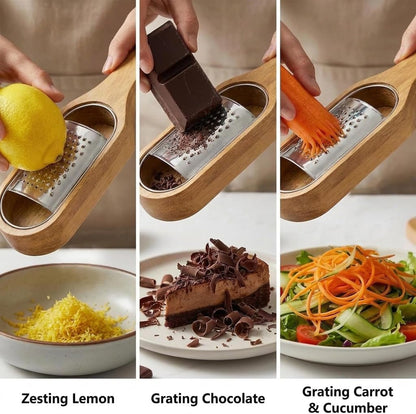 Wooden Cheese Grater With Container,Stainless Steel Cheese Shredder