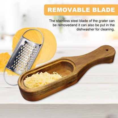 Wooden Cheese Grater With Container,Stainless Steel Cheese Shredder