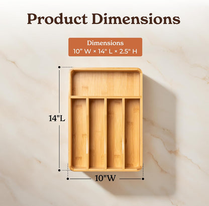Silverware Drawer Organizer – Bamboo Kitchen Drawer Organizer, Adjustable Utensil Holder and Cutlery Tray, Drawer Dividers for Flatware and Kitchen Utensils
