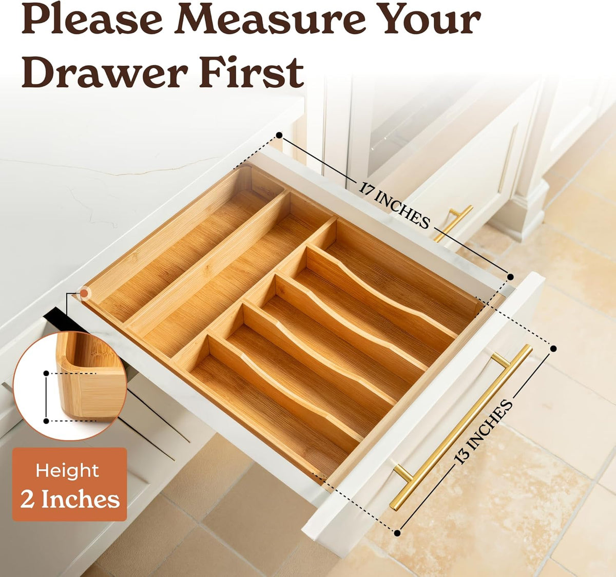 Silverware Drawer Organizer – Bamboo Kitchen Drawer Organizer, Adjustable Utensil Holder and Cutlery Tray, Drawer Dividers for Flatware and Kitchen Utensils