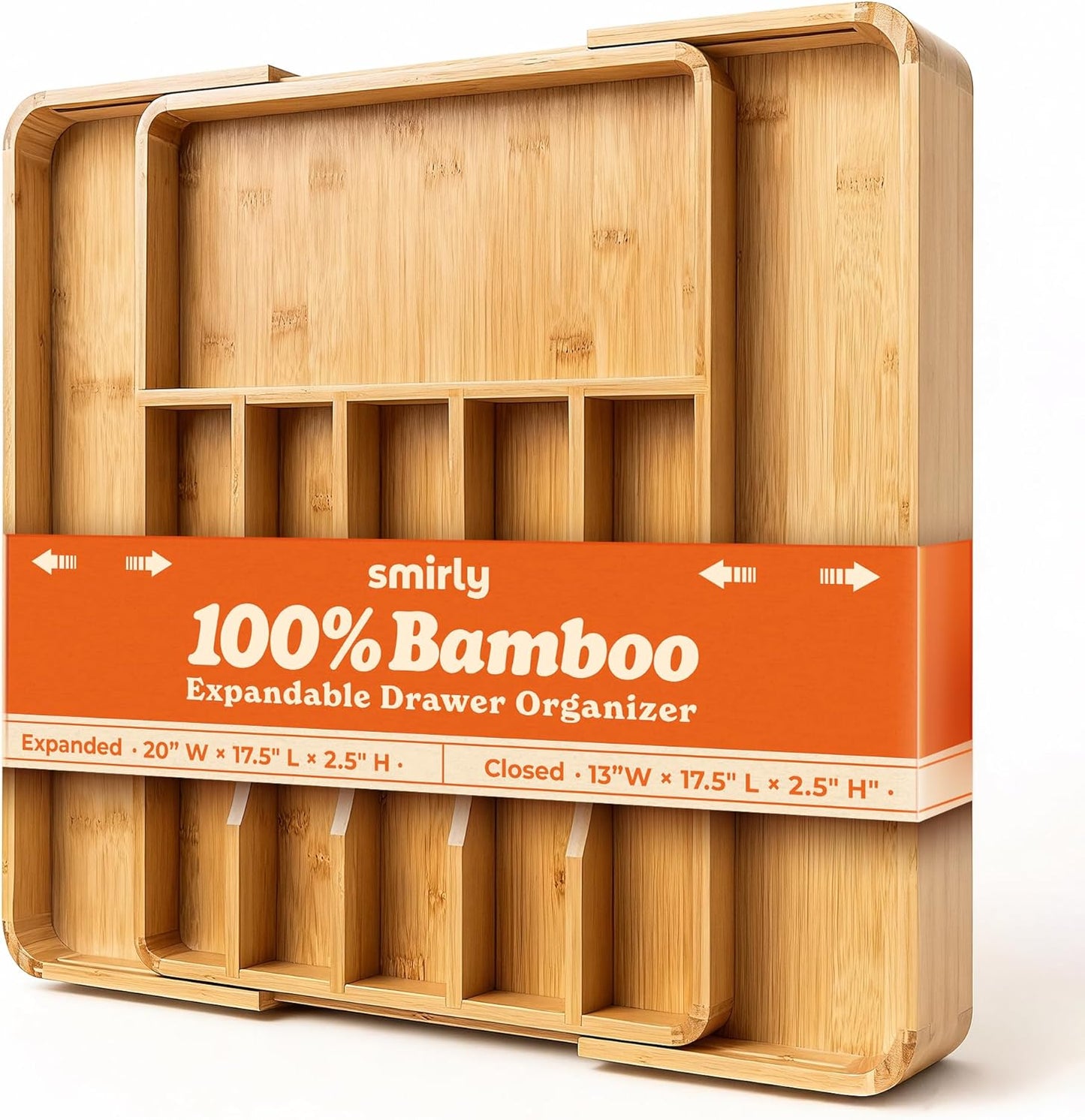Silverware Drawer Organizer – Bamboo Kitchen Drawer Organizer, Adjustable Utensil Holder and Cutlery Tray, Drawer Dividers for Flatware and Kitchen Utensils