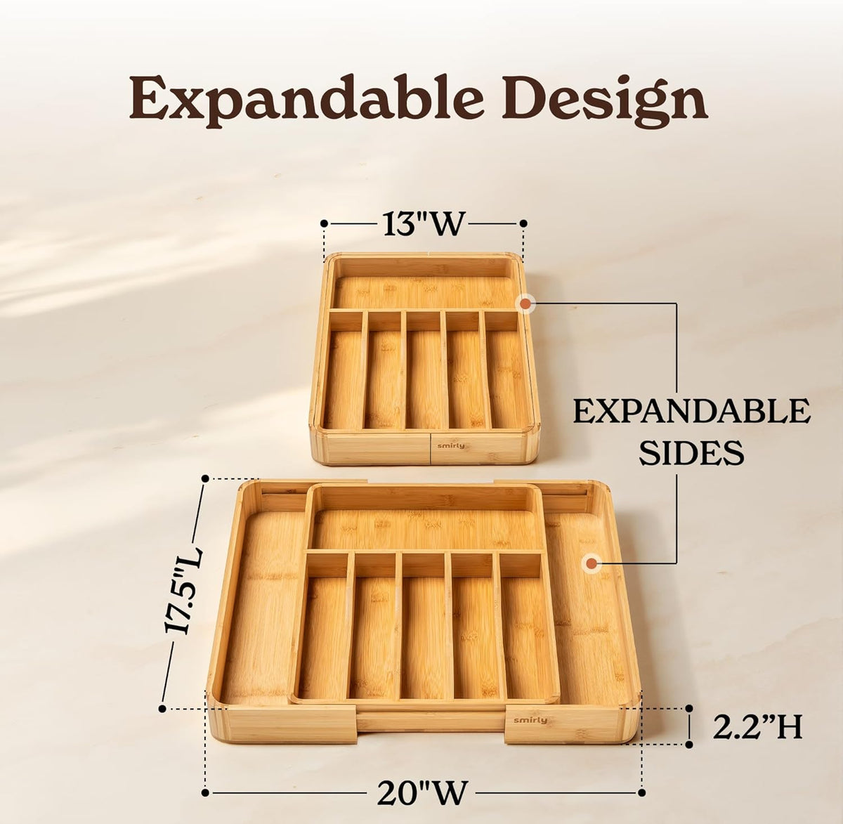 Silverware Drawer Organizer – Bamboo Kitchen Drawer Organizer, Adjustable Utensil Holder and Cutlery Tray, Drawer Dividers for Flatware and Kitchen Utensils