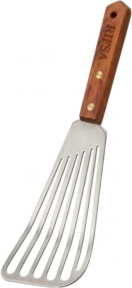 Fish Spatula, Slotted Stainless Steel Fish Turner | 6.5" Blade • Ergonomic Walnut Wood Handle • Ideal for Fish, Seafood & Everyday Cooking • Home & Professional Use