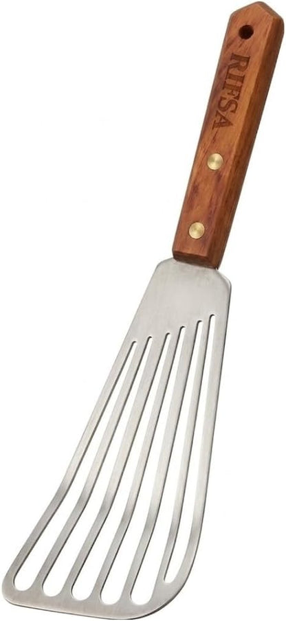 Fish Spatula, Slotted Stainless Steel Fish Turner | 6.5" Blade • Ergonomic Walnut Wood Handle • Ideal for Fish, Seafood & Everyday Cooking • Home & Professional Use