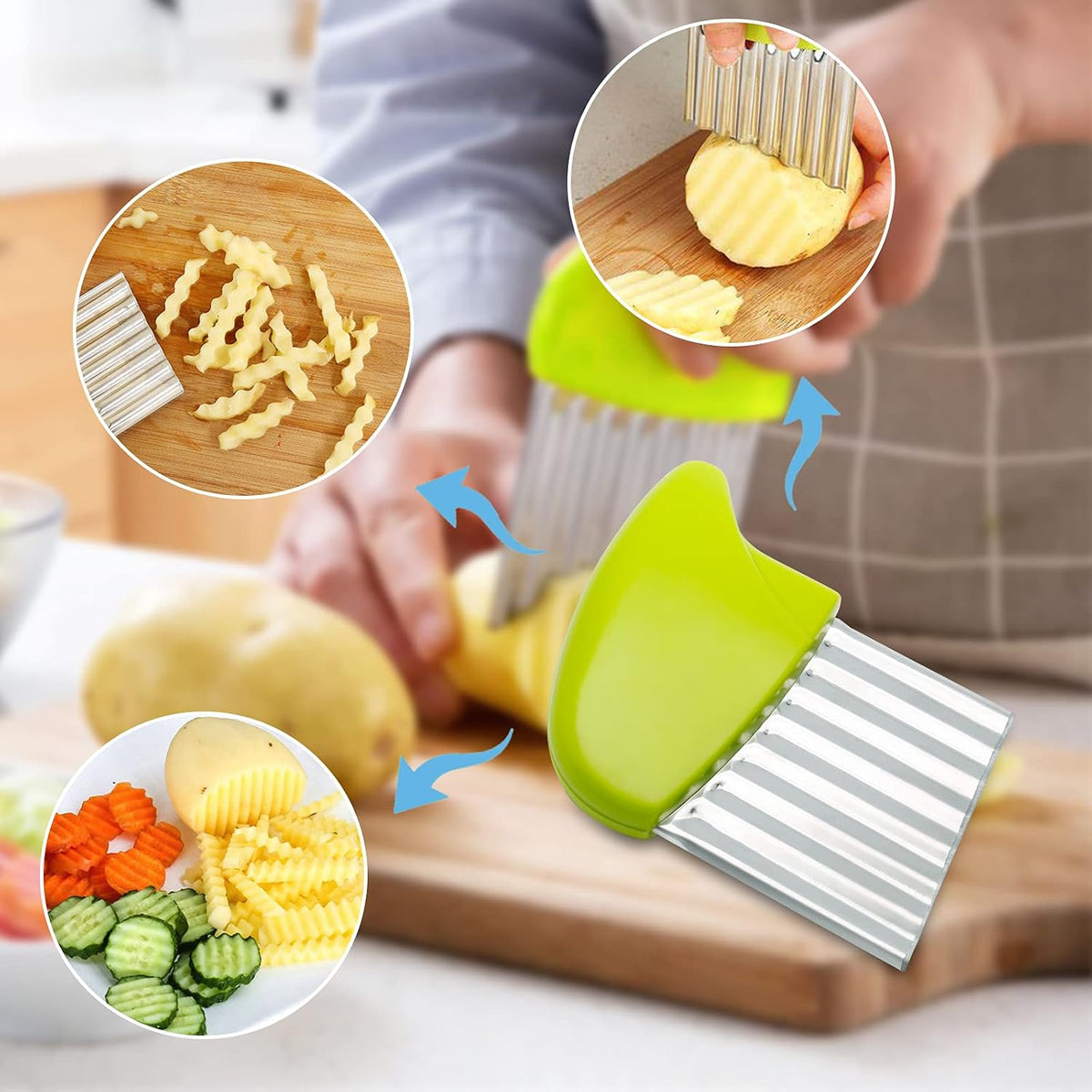 Stainless Steel Potato Crinkle Cutter Knife Set