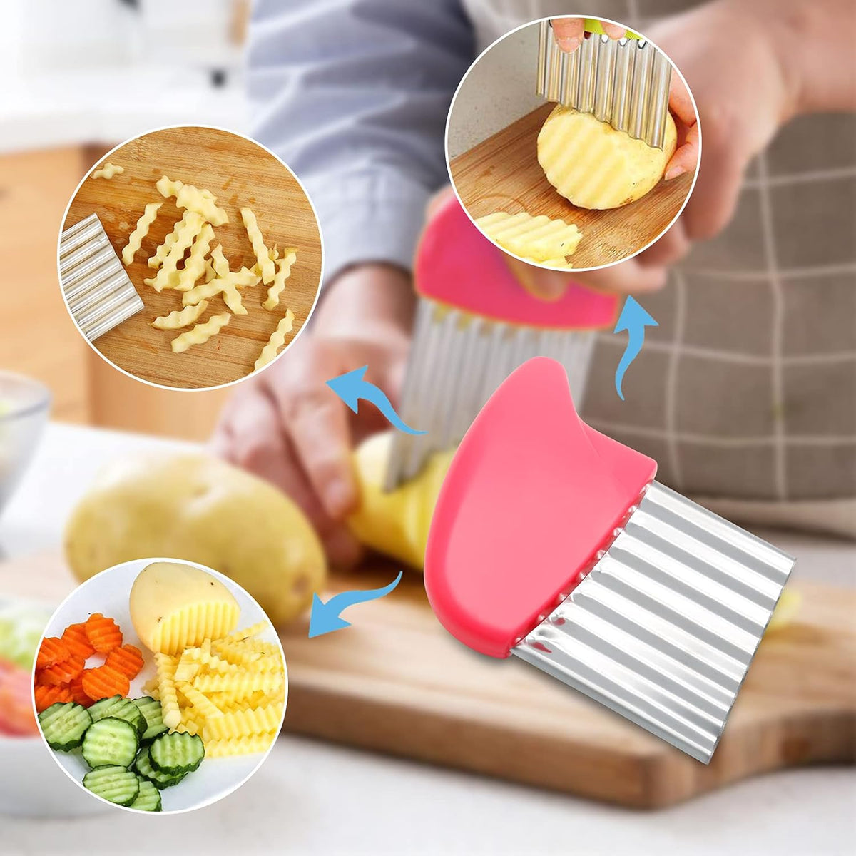 Stainless Steel Potato Crinkle Cutter Knife Set