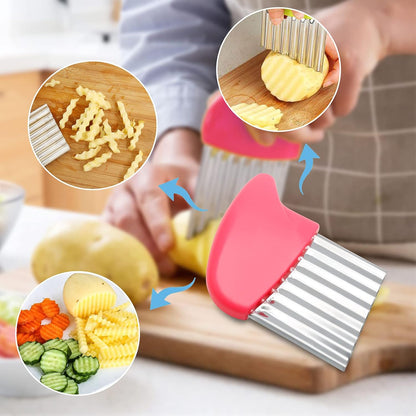 Stainless Steel Potato Crinkle Cutter Knife Set