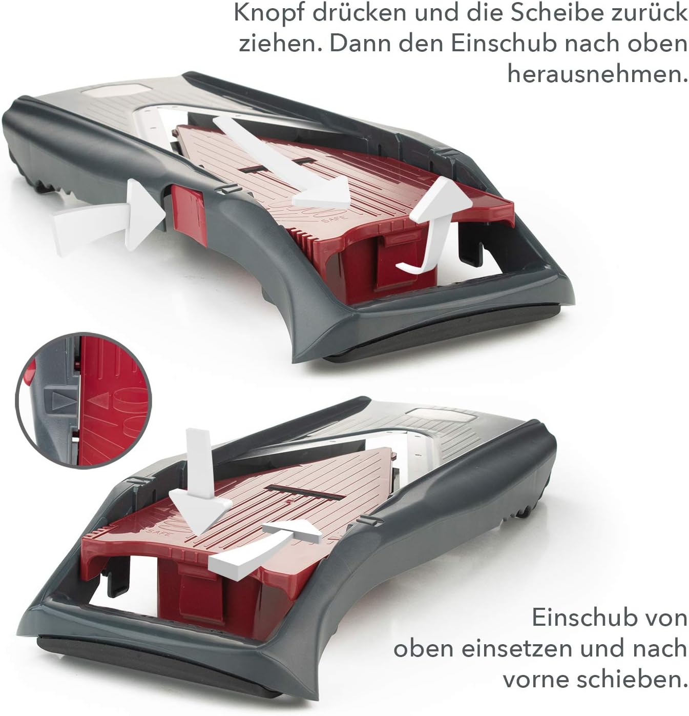 Mandoline Slicer Vital (Profi Set) • Vegetable Slicer with Stainless Steel V-Blade & Dressing Function • 12 Cutting Styles • For Slices, Zoodles, Strips, & Dices in Various Thicknesses