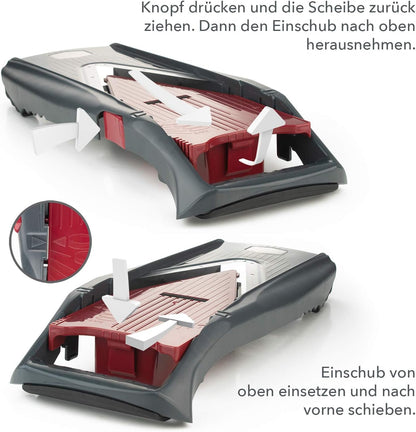 Mandoline Slicer Vital (Profi Set) • Vegetable Slicer with Stainless Steel V-Blade & Dressing Function • 12 Cutting Styles • For Slices, Zoodles, Strips, & Dices in Various Thicknesses
