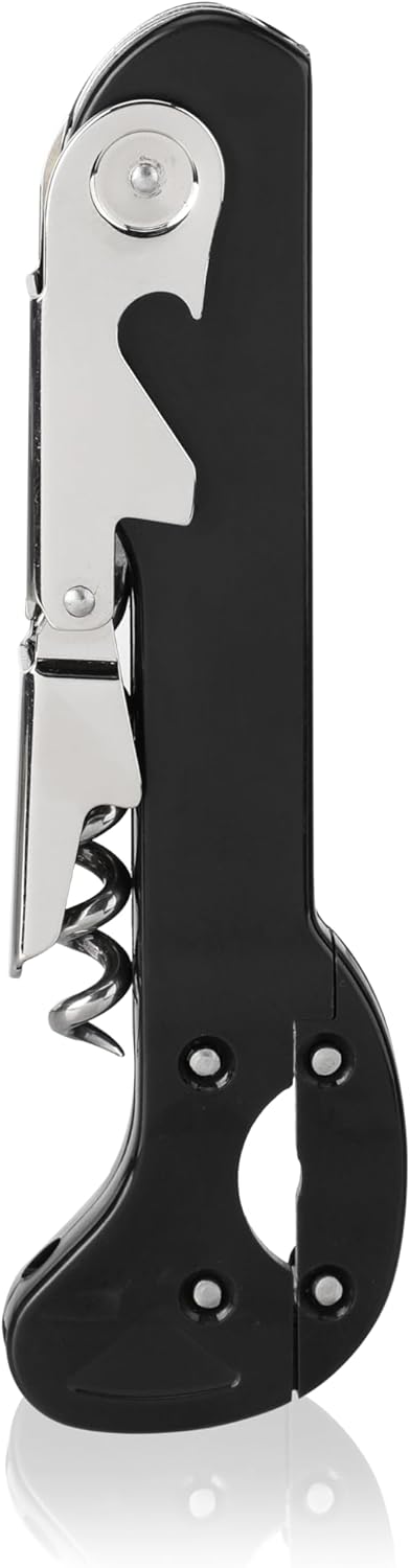 Recoil Waiters Corkscrew Wine Opener, Durable Stainless Steel with Built-in Bottle Opener and 4-Wheel Foil Cutter for Bartenders, Home Bar, Kitchen, Outdoor Party, Gifts for Wine Lovers, Set of 1