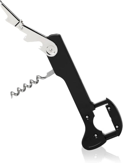 Recoil Waiters Corkscrew Wine Opener, Durable Stainless Steel with Built-in Bottle Opener and 4-Wheel Foil Cutter for Bartenders, Home Bar, Kitchen, Outdoor Party, Gifts for Wine Lovers, Set of 1