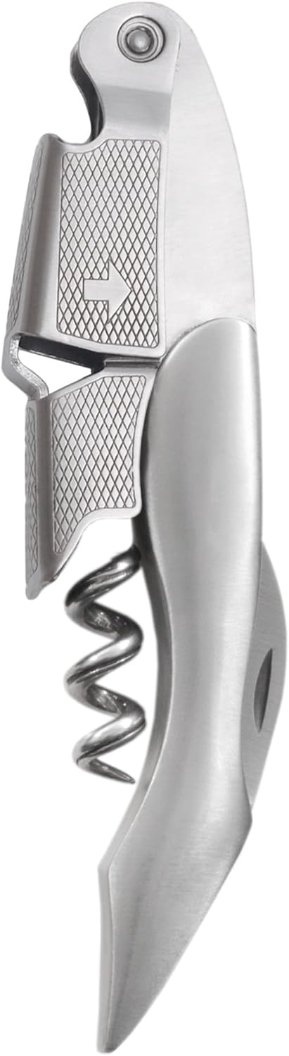 Recoil Waiters Corkscrew Wine Opener, Durable Stainless Steel with Built-in Bottle Opener and 4-Wheel Foil Cutter for Bartenders, Home Bar, Kitchen, Outdoor Party, Gifts for Wine Lovers, Set of 1