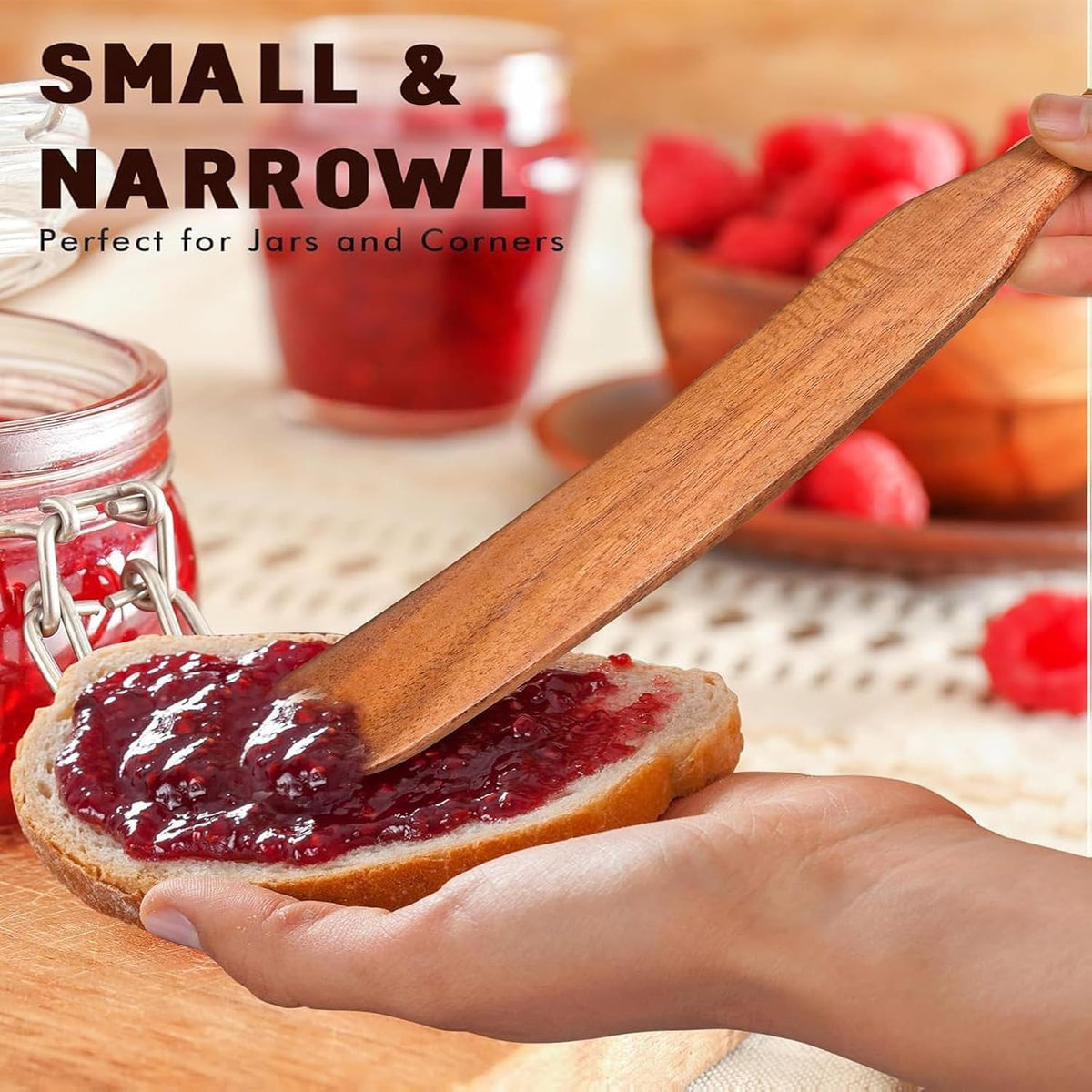 Skinny Spurtle for Sourdough Starter, Reaching Bottom of Jars, Dough Whisk, Stirring, Mixing, Wooden Stir Spurtles, Kitchen Tools for NonStick Cookware, Sour Dough Tool