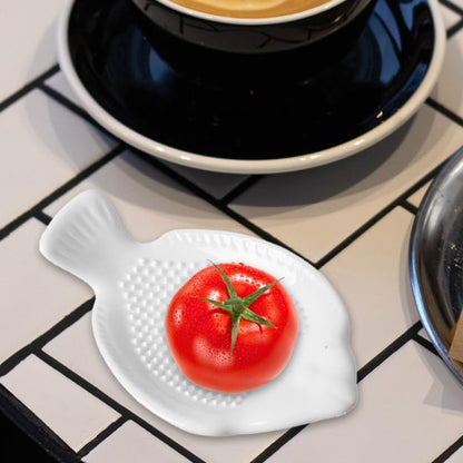 Fish-Shaped Ceramic Garlic Grater Plate Manual Grinder for Ginger Garlic Vegetables Compact Dishwasher Safe Kitchen Tool 4.72X2.75X1.18In
