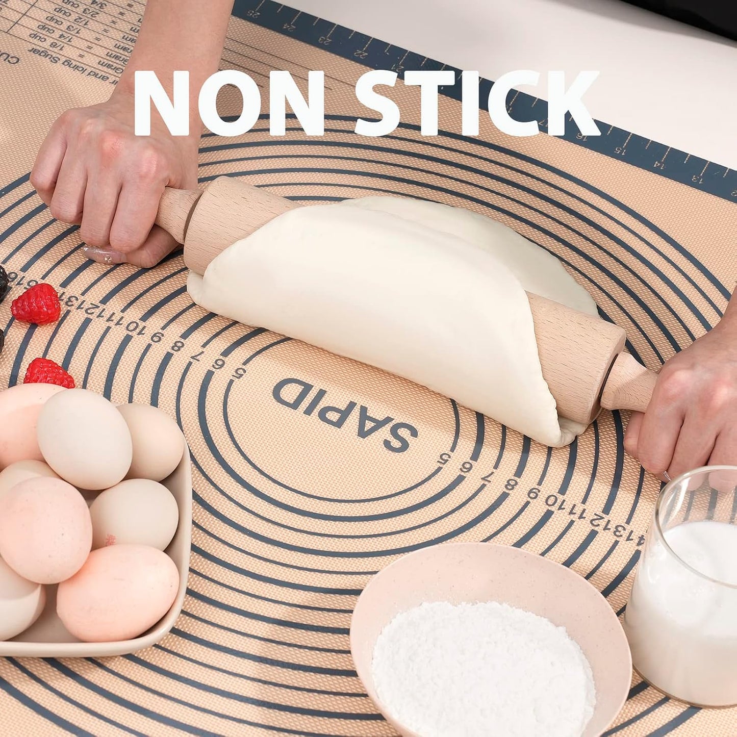Thick Silicone Pastry Mat Baking Dough Rolling Extra Large 20" x 28" | Non-slip with Measurements for Non-stick Dough Rolling, Pie Crust, Kneading Mats, Countertop, Placement Mats (Gray)