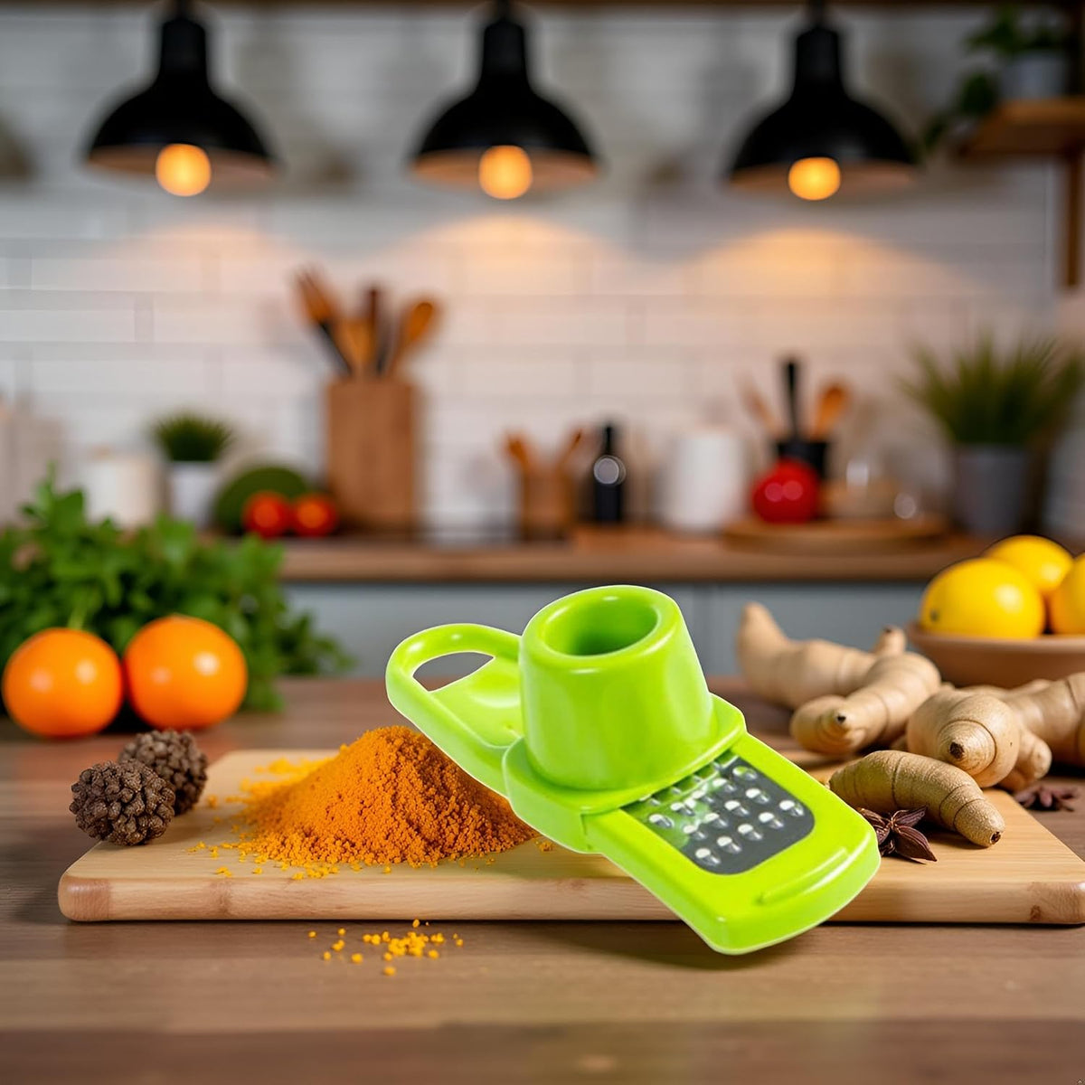 Green Multifunction Ginger Grater Tool Mini Grater Nutmeg Grinder Garlic, Kitchen Manual Fruit Vegetable Nuts Chopper Grinder Garlic Presses Kitchen Utensils and Gadgets