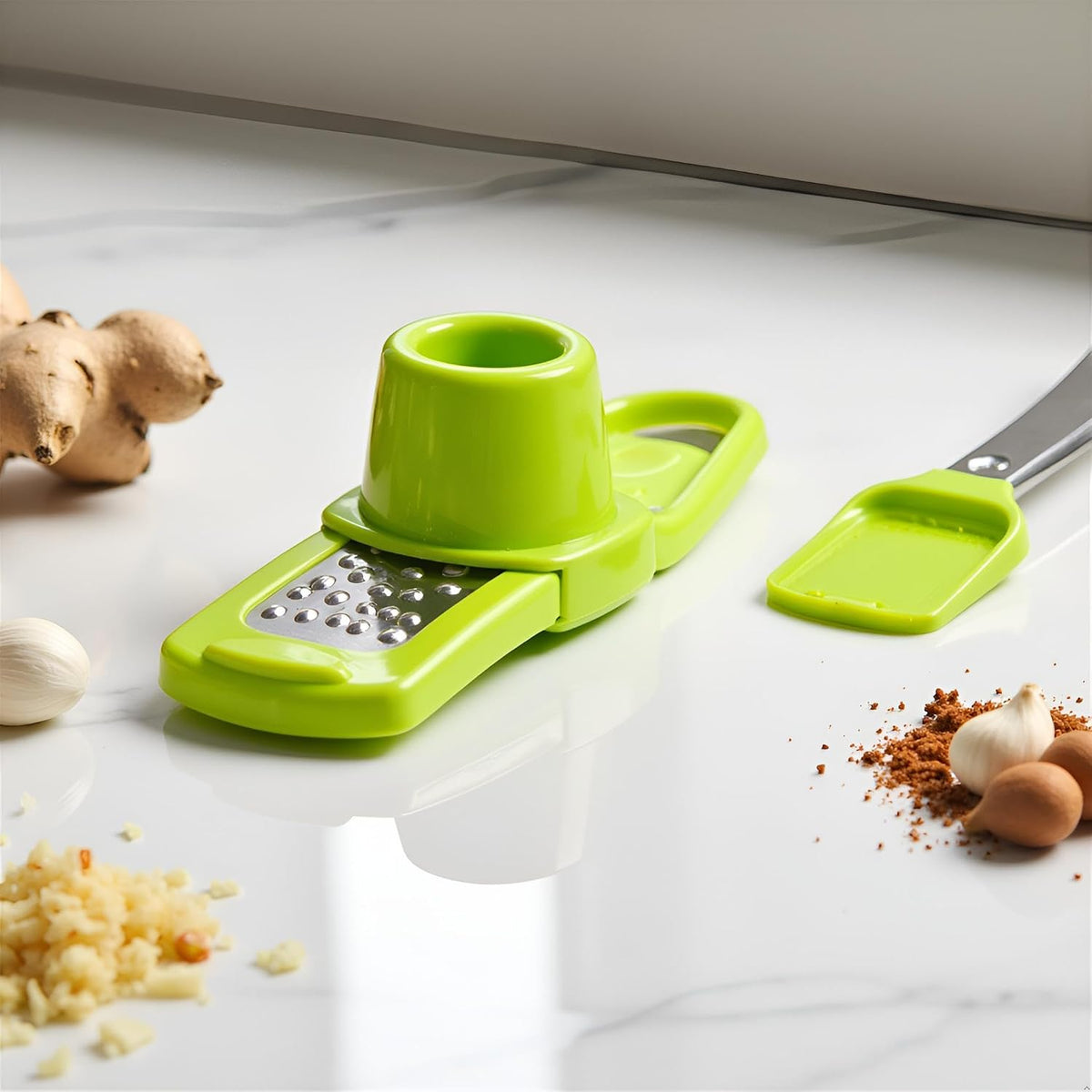 Green Multifunction Ginger Grater Tool Mini Grater Nutmeg Grinder Garlic, Kitchen Manual Fruit Vegetable Nuts Chopper Grinder Garlic Presses Kitchen Utensils and Gadgets