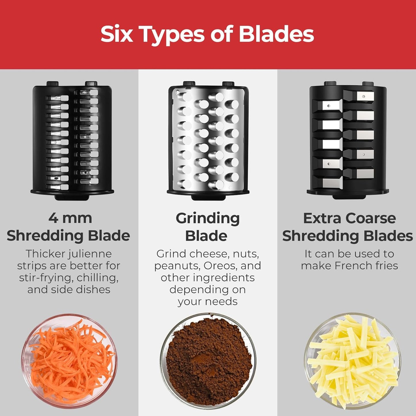 Electric Cheese Grater, Salad Maker With 6 Different Shapes of Blades, 250W Electric Slicer Shredder, Electric Salad Machine for Cheeses, Fruits, Vegetables