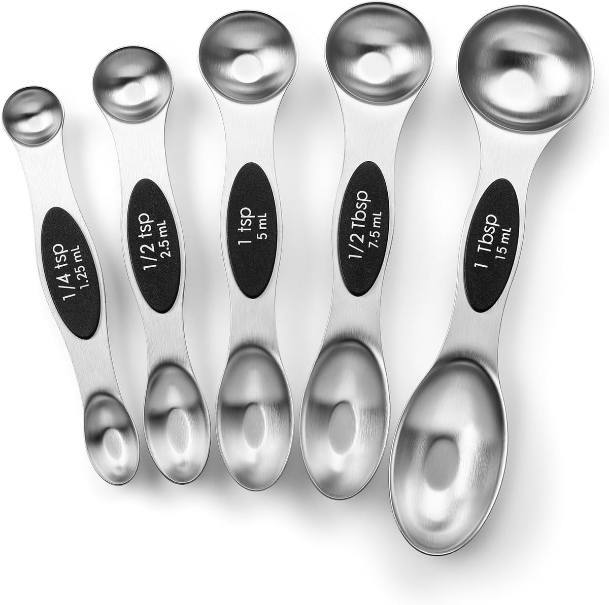 Magnetic Measuring Cups & Spoons Set of 15, Patented, Black | Stackable Stainless Steel Measuring Cups & Heavy Duty Metal Measuring Spoons with Levelers for Dry & Liquid Ingredients
