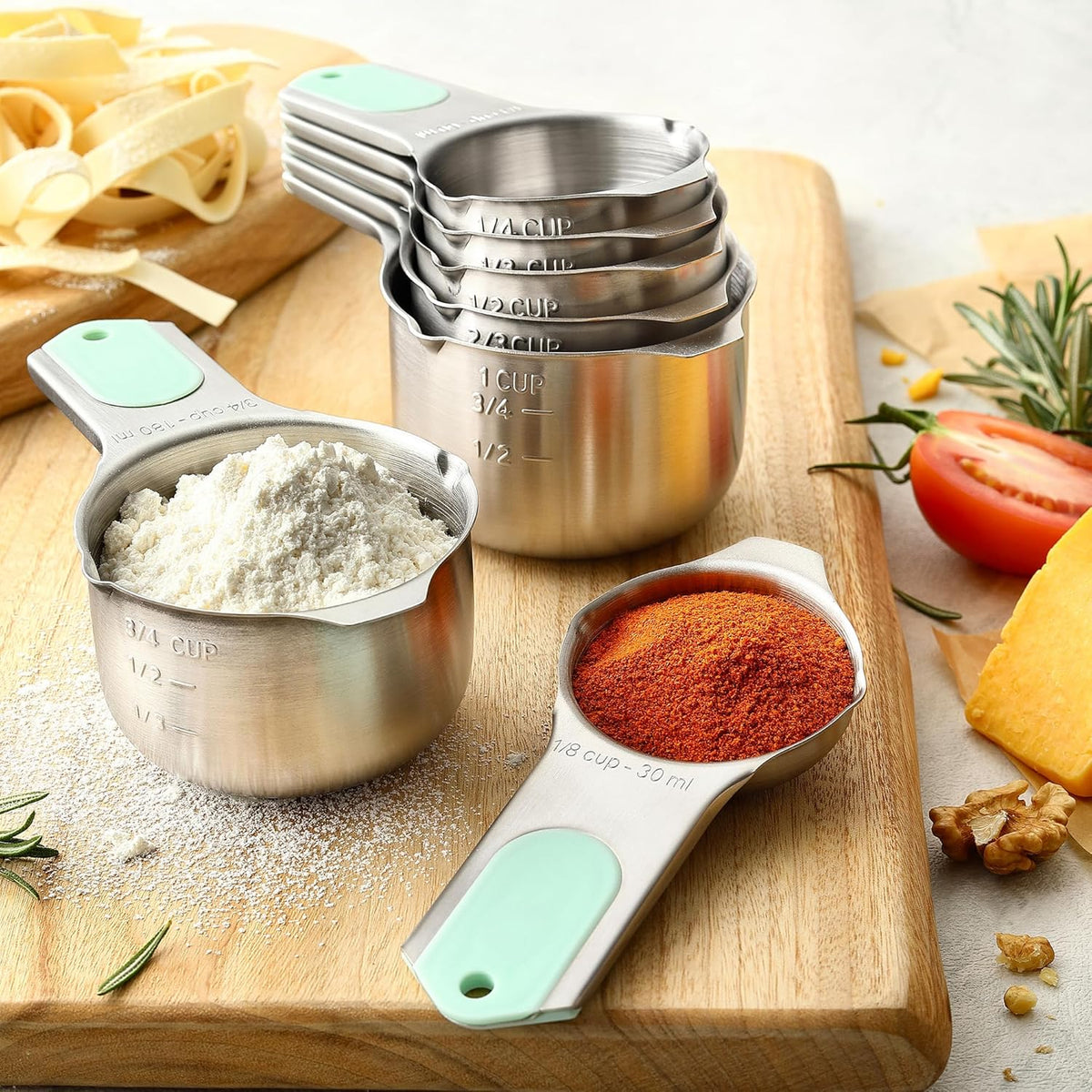 Magnetic Measuring Cups & Spoons Set of 15, Patented, Black | Stackable Stainless Steel Measuring Cups & Heavy Duty Metal Measuring Spoons with Levelers for Dry & Liquid Ingredients
