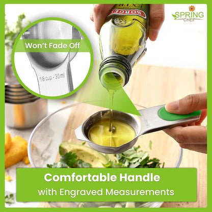 Magnetic Measuring Cups & Spoons Set of 15, Patented, Black | Stackable Stainless Steel Measuring Cups & Heavy Duty Metal Measuring Spoons with Levelers for Dry & Liquid Ingredients
