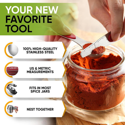 Magnetic Measuring Cups & Spoons Set of 15, Patented, Black | Stackable Stainless Steel Measuring Cups & Heavy Duty Metal Measuring Spoons with Levelers for Dry & Liquid Ingredients
