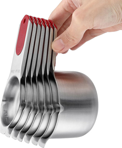 Magnetic Measuring Cups & Spoons Set of 15, Patented, Black | Stackable Stainless Steel Measuring Cups & Heavy Duty Metal Measuring Spoons with Levelers for Dry & Liquid Ingredients