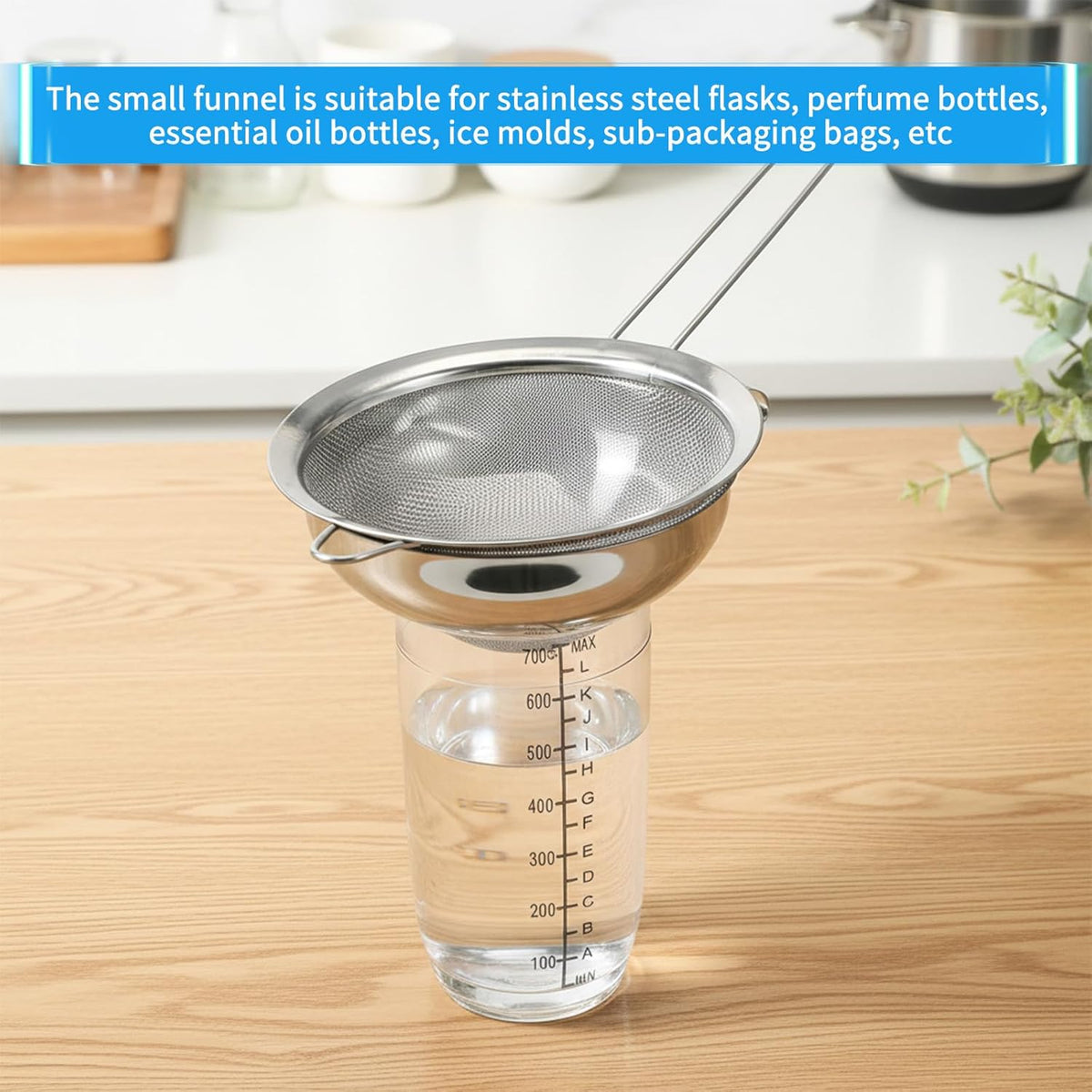 4 Pieces Stainless Steel Funnels with Fine Mesh Strainer