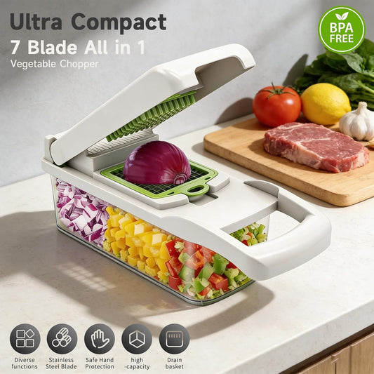 Vegetable Chopper Mandoline Slicer, 14 in 1 Food Veggie Chopper with Container for Onion, Veggie, Cheese Grater, Vegetables Cutter, Kitchen Gadgets